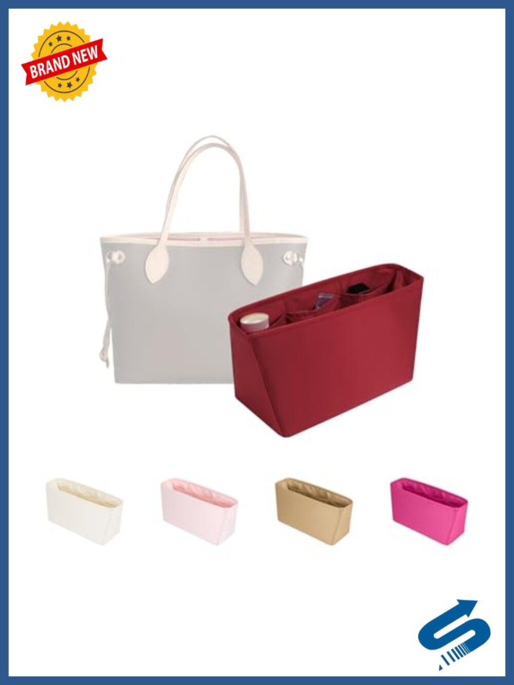 Satin Purse Organizer for LV Neverfull GM Handbag Insert Shaper